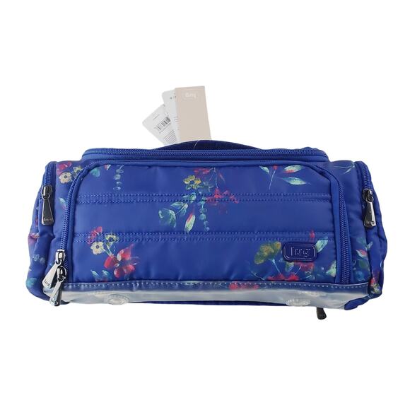 lug Trolley Cosmetic Travel Bag Women's Blue Floral Several Make-Up Compartments - Picture 2 of 11